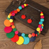 Africa Nigeria Jewelry Set Boho Double-layer Colored Geometric Round Wooden Beads Necklace Earrings For Women - Image 2