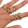 Bohemian Stainless Steel Plated Gold Rings Sets Crystal Star Moon Flower Butterfly Constellation Knuckle Finger Ring for Women - Image 6