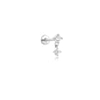 Silver 1pc Flower Shaped Inlaid Zircon Piercing Drop Earrings For Women Gold Jewelry Gift - Image 8
