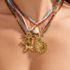 Beach Ocean Vacation Style Gold Color Stainless Steel Sun Starfish Pendant Necklace Stone Bead Necklace Women - Image 2