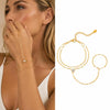 Bohemian Ring Bracelet Finger Hand Chain, Gold Plated Stainless Steel, Bead Slave Bracelet Jewelry for Women - Image 8