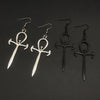 Goth Vampire Gothic Ankh Cross Black Earrings Occult Gothic Dracula Nosferatu Symbol Jewelry Gift - Image 2