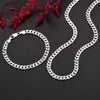 Silver 7MM Chain Bracelets Neckalces Jewelry Set for Man Women Party Wedding Holiday Gift - Image 1
