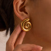 Stainless Steel Spiral Hoop Earrings Unusual Anti Allergic Metal Gold Color Jewelry Party Gift - Image 4