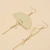 Chinese Retro Carved Phoenix Foldable Folding Fan Handing Earrings for Women Without Piercing Mosquito Coil Clip Tassel Earrings - Image 2