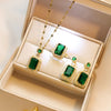 4PCS Sets Quadrate Rhinestone Necklace Earrings Ring Jewelry Set Charm Ladies Jewelry Bridal Gifts - Image 5
