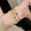 Classic design inlay diamond oval ruby bracelet elastic adjustable light retro bracelets party jewelry - Image 4