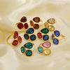 Carlidana Jewelry Open Rings Gold Plated Stainless Steel Simple Multi-Color Crystal Ring For Women Jewelry - Image 2