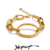 Distinctive Stainless Steel Metal Oval Chain Daily Bracelet Bangle Gold Color Wrist Charm Jewelry - Image 1