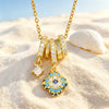 Boho Multi Shape Blue Mixed Zircon Stainless Steel Heart Star Four Leaf Flower Pendant Necklace for Women Beach Vacation Jewelry - Image 3