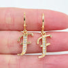 Gold Color Clear Zircon CZ Name Alphabet Initial Letter Dangle Earrings for Women - Image 19