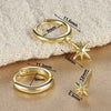 3 Piece Stainless Steel Round Star Drop Earrings Set for Women Gold Plated Dangle Earring Punk Unisex Rock Jewelry - Image 6