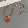 Various Fruit Pendant Necklace for Girl Women Handmade Rice Beads Bohemian Choker Watermelon Lemon Strawberry Neck Jewelry - Image 6