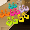 Fresh Color Dangle Earrings Geometric Square Round Drop Earrings Spring Summer Women's Earrings Daily Clothing Ear AccessoriesA - Image 1