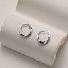 Silver Round Stud Earrings for Women Simple Inlaid Design Hoops Earrings Wedding Party Jewelry Accessories Gifts - Image 6