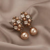 Pearl Vintage Geometric Simple Micro Inlaid Hollow Flower Women Dangle Earrings Sweet Elegant Lady Jewelry - Image 3