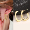 Geometric Metal Hoop Earrings for Women Gold Color/Silver Color Lady's Ear Earrings Daily Wear Versatile Jewelry - Image 17