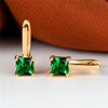 Red Zircon Square Stone Earrings Multicolor Crystal Hoop Earrings Antique Gold Color Engagement Earrings For Women Bride Jewelry - Image 4