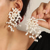 Vintage Imitation Pearls Flower Earrings for Women Handmade Beading Tassels Long Earring Bridal Wedding Party Jewelry - Image 8