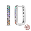 Silver Colorful Zirconium Sun Earrings Square Large Hoop Earrings Women Female Party Earring Jewelry - Image 9