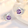 silver needle Earrings Jewelry Double Row Crystal Zircon Round Stud - Image 6