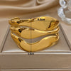Irregular Gold Plated Stainless Steel Wide Bracelet Exaggerated Smooth Multilayer Geometric Cuff Bangles Jewelry - Image 3