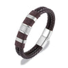 Punk Men Braided Blue Leather Bracelet Black Stainless Steel Magnetic Buckle Bracelet Gifts - Image 18