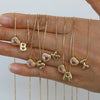 Delicate Heart Pink Zircon Mini Letter Pendant Necklace for Women Gold Plated Balloon Bubble Initial Alphabet Jewelry - Image 1