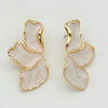 Irregular Metal White Cream Enamel Irregular Petal Flower Earrings for Women Girls Classic Jewelry Gifts - Image 3