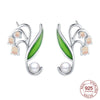 Silver Elegant Sparkling Lucky Clover Hoops Earring For Women Jewelry Simple Colorful Flower Love Gift - Image 46