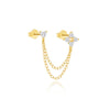 1PC Horse Eye Octagonal Star Moon Blue Zircon Tassel Chain Earring For Women Silver Classic Earring - Image 8