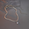 Double Layer Cubic Zirconia Pendant Anklet in Silver-Tone - Image 6