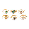 Oval Floral Shape Cubic Zirconia Green Black Clear Stone Rings For Party Adjustable Stainless Steel Rings For Women - Image 3