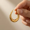 Large Stainless Steel Circle Hoop Earrings in Gold-Tone or Silver-Tone - Image 5