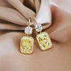 Simple and Elegant Square Cubic Zirconia Earrings Bling Yellow CZ Dangle Women Wedding Engagement Jewelry - Image 26