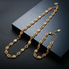 Colorful Cubic Zirconia Panel Bracelet Necklace For Women Gold Color Stainless Steel Crystal Fisheye Jewelry Set - Image 1