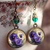 Vintage Green Bead Purple And White Flower Glass Dangle Bronze Earrings For Women Jewelry Accessories - Image 5