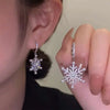 Zircon Silver Plated Pearl Snowflake Christmas Earrings Stud Autumn Winter Women Christmas Jewelry Gift - Image 1
