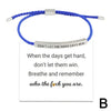 Don't Let The Hard Days Win Bracelet Stainless Steel Engraved Tube Adjustable Braided Rope Bangle Jewelry Gift for Women Men - Image 4