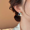 Imitation Pearl Flower Stud Earrings For Women Colorful Crystal Petal Temperament Earrings Jewelry - Image 3