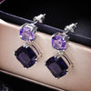 Silver Bridal Earrings for Women Wedding Geometric Purple Cubic Zirconia Elegant Accessories - Image 1