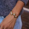 Classic Gold Color Plated Elliptical White Zircon Irregular Open Bracelets Stainless Steel Jewelry - Image 2