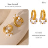 Fans Welfare Style Pearls Stainless Steel Gold Color Huggie Hoop Earrings Jewelry for Women - Image 15