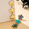A Pair of European and American Style Oil-Drip Alloy Multi-Layer Flower Pendant Design Women's Earrings, Niche, Fresh and Elegant Ear Accessories - Image 2