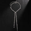 Shiney Rhinestone Choker Chain Necklace Party Girls Long Collar Knot Tassel Necklace Luxury Statement Necklace Jewelry for Women