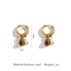 Aurora Tiger's Eye Stone Charm Hoop Earrings For Women's Vintage Gold-Plated Jewelry Stainless Steel Earrings - Image 6