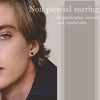 1 Pcs Clip On Hoop Earrings For Men Women Stainless Steel Fake Non Piercing Magnetic Dangle Earring Black Huggie Hoop - Image 3