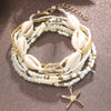 7pc/set Bohemian Rice Beads Starfish Pendant Anklet Set Summer Beach Sea Shell Multilayer Ankle Bracelet On Foot Jewelry - Image 3