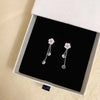 Silver Stud Earrings Cherry Blossom Tassel Unique Simple Elegant Accessories - Image 6