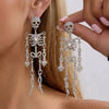 Light Full Rhinestone Skull Earrings for Women Exaggerated Skeleton Pendant Earrings Halloween Party Jewelry Gift - Image 1
